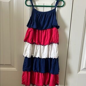 Kickee Pants Navy, Pink & White Tiered Ruffle Dress